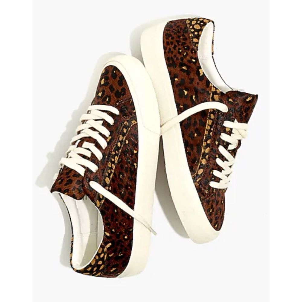 Sidewalk Low-Top Sneakers in Painted Leopard Colorblock Calf Hair Size 7